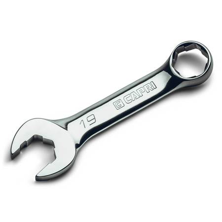 CAPRI TOOLS 19 mm WaveDrive Pro Stubby Combination Wrench for Regular and Rounded Bolts CP11750-M19SB